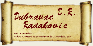 Dubravac Radaković vizit kartica